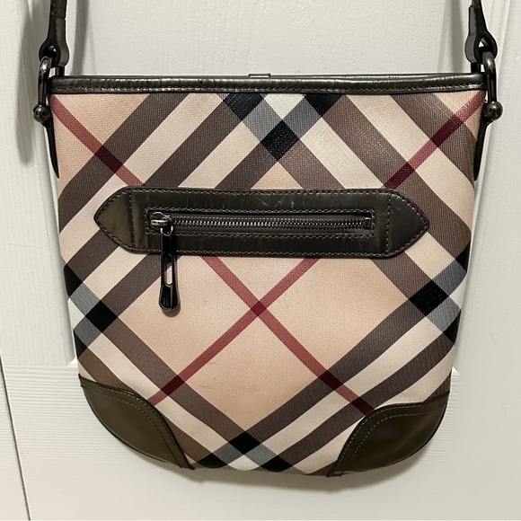 Vintage Burberry Dryden Nova Check Crossbody Bag with Patent Pewter trim GUC - Picture 2 of 16